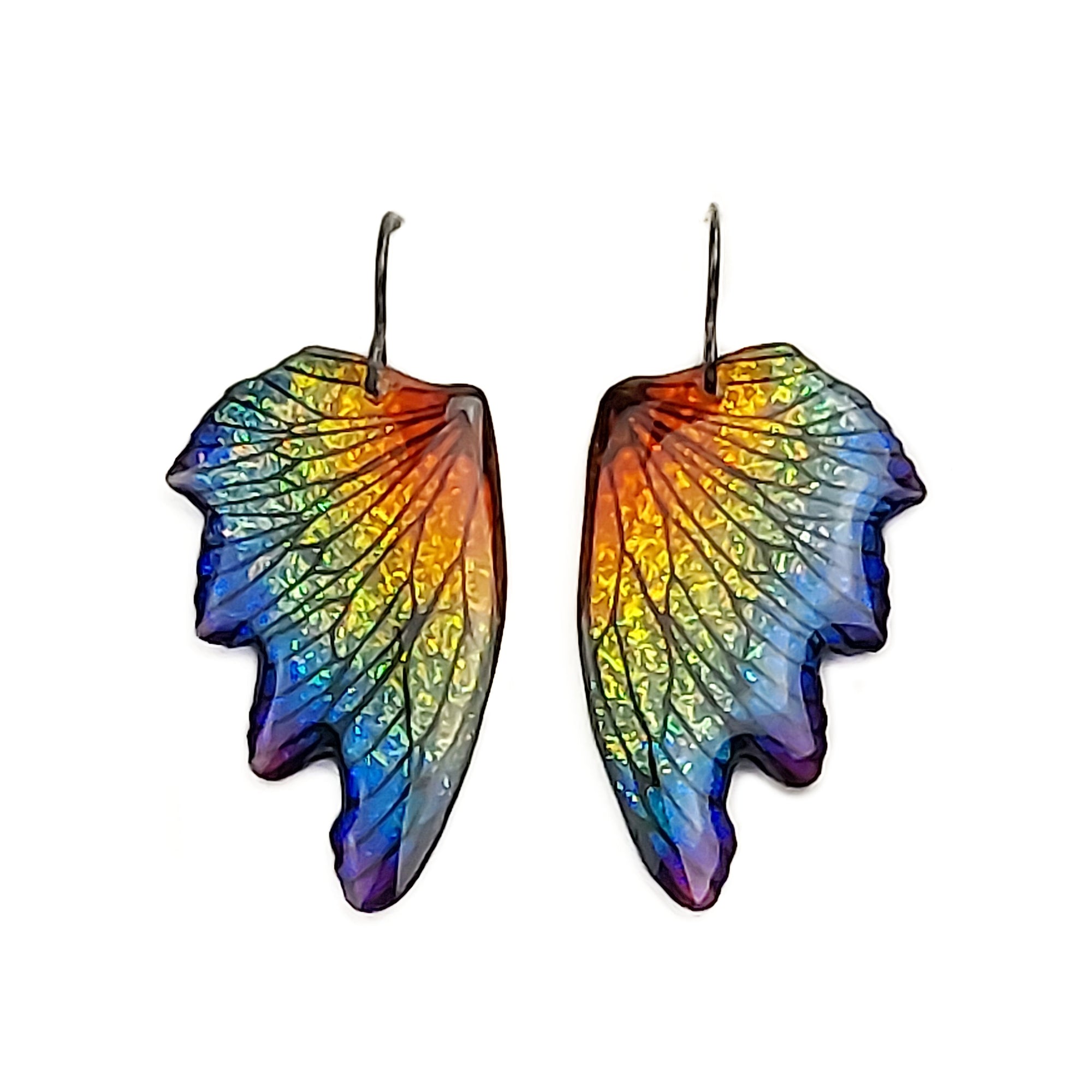 #24 (2) Rainbow Artsy Wing Earrings