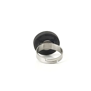 Black Wood & Sparkle Resin Adjustable Ring