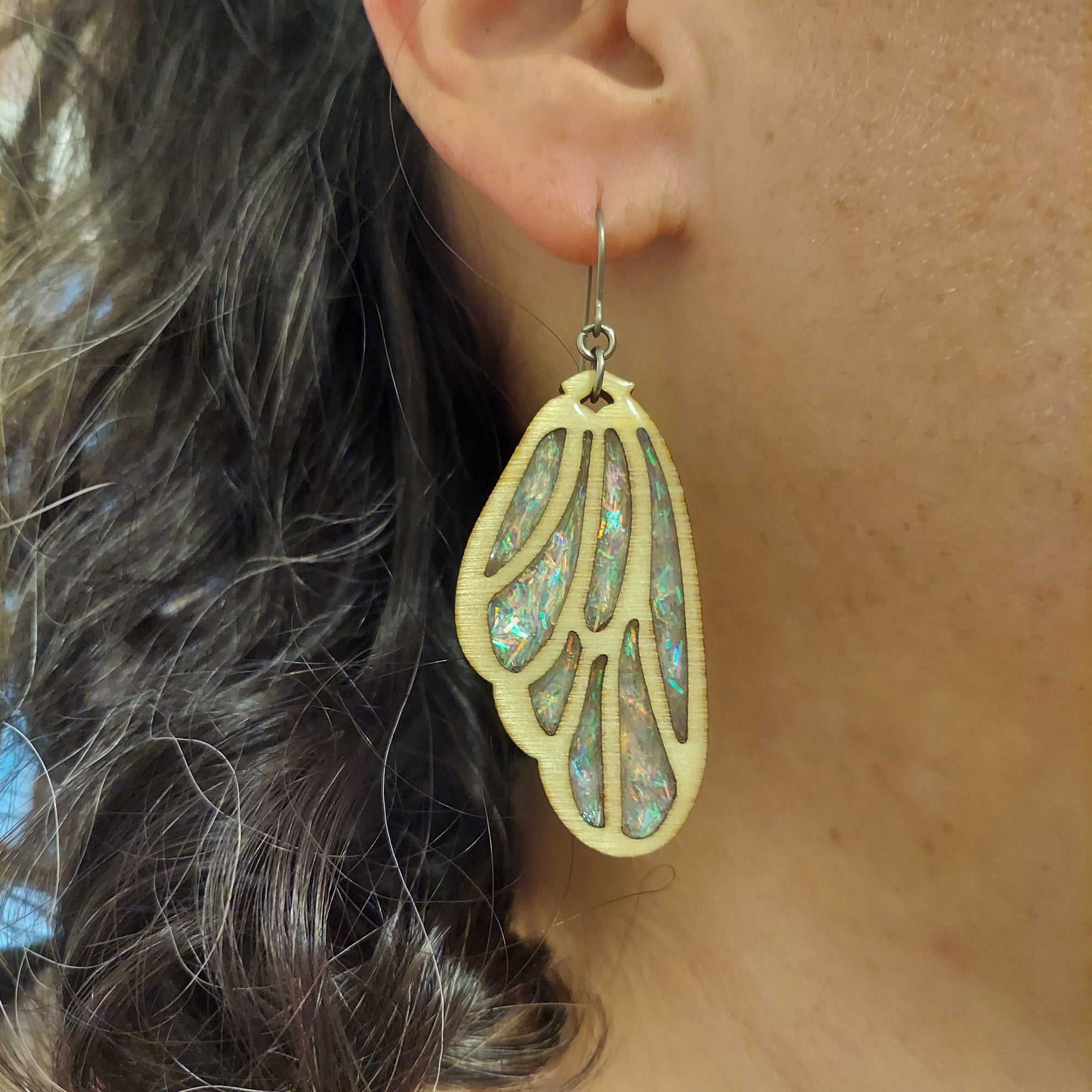 Wood Wings With Sparkle Inlay