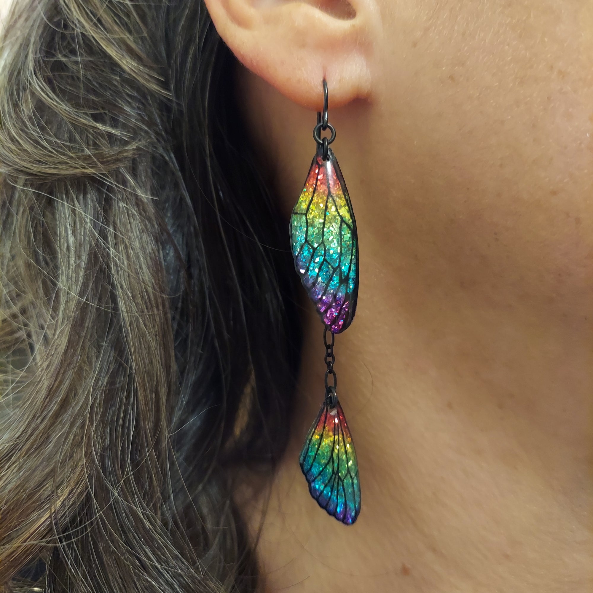 Rainbow Dangle Wings Earrings