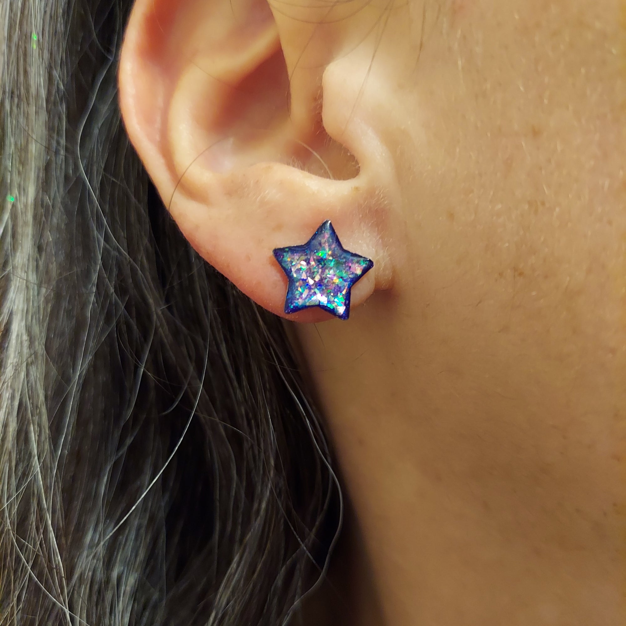#14 (1) Purple Opal-ish Star Post Earrings