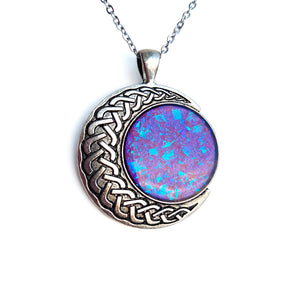 #36 (1) Iridescent Purple-Blue Moon Necklace